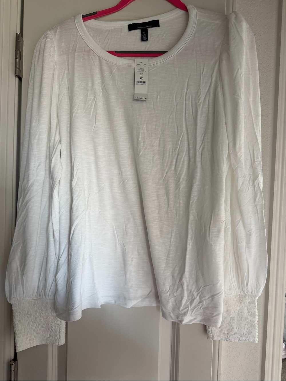 White Long-Sleeve Puff Cuff Top by WHBM